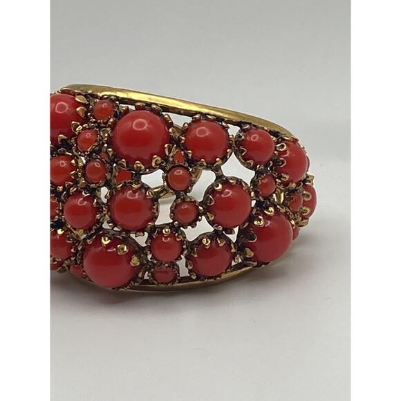 Zara Gold Tone Reddish/Orange Resin Stones Bold Statement Cuff Bracelet READ - Picture 9 of 13